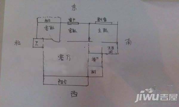 六江新村3室2厅2卫120㎡户型图