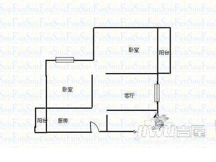 尚锦小区2室2厅1卫70㎡户型图