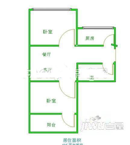 天马小区2室2厅1卫61㎡户型图