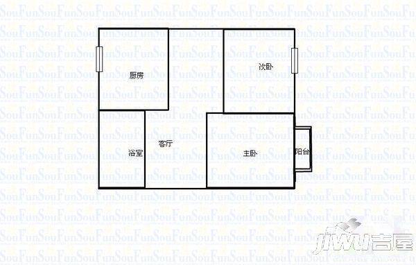 外供宿舍2室2厅1卫68㎡户型图