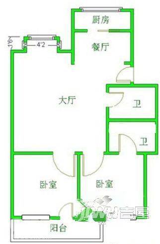 闽渔新村3室2厅2卫86㎡户型图