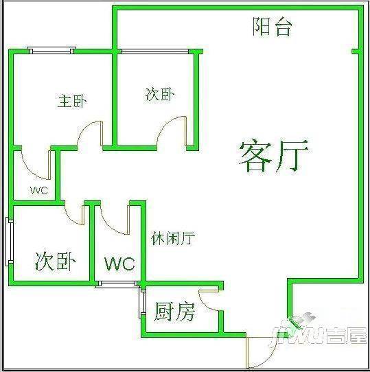 贸盛大厦3室2厅1卫98㎡户型图