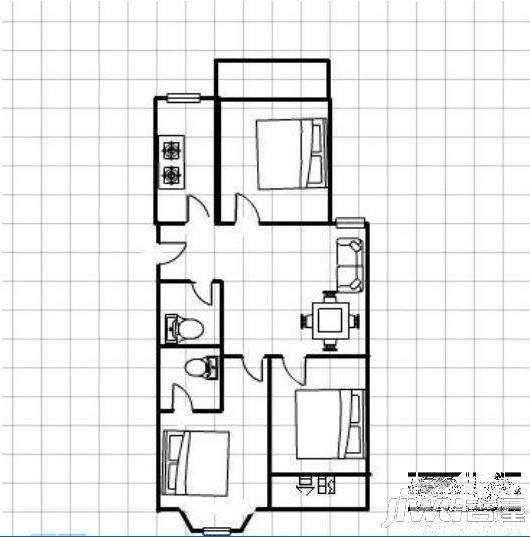 快安新村3室2厅1卫85㎡户型图