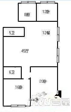 橄榄苑3室2厅2卫127㎡户型图