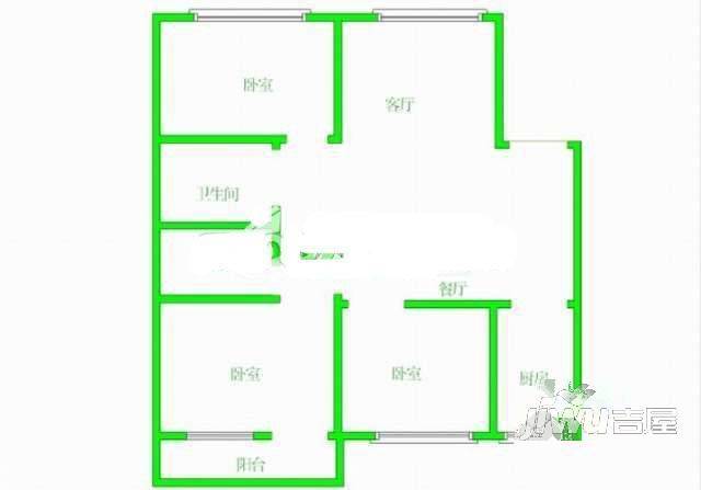 济安新村2室1厅1卫58㎡户型图