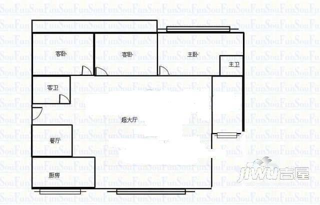 富裕新村3室2厅1卫121㎡户型图