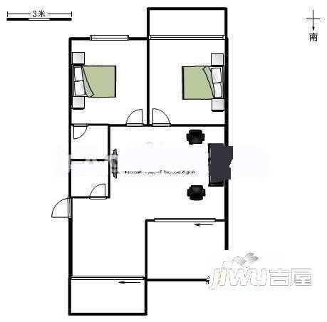 富裕新村3室2厅1卫121㎡户型图