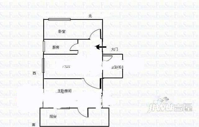 富裕新村3室2厅1卫121㎡户型图