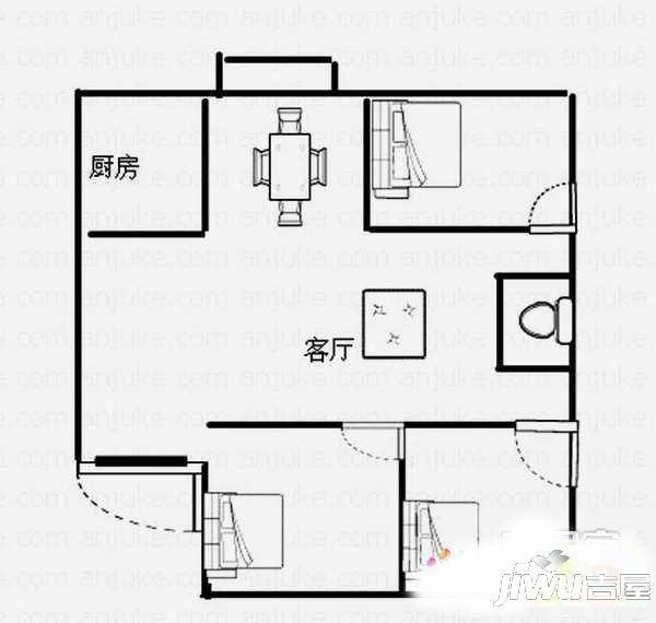 江滨苑3室2厅1卫131㎡户型图