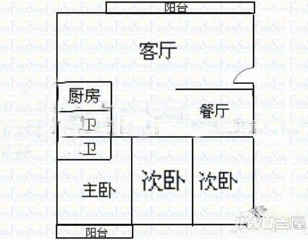 帝豪花园3室2厅2卫户型图