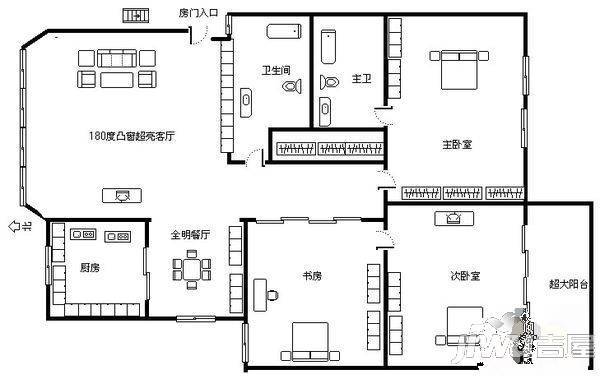 文华小区3室2厅2卫107㎡户型图