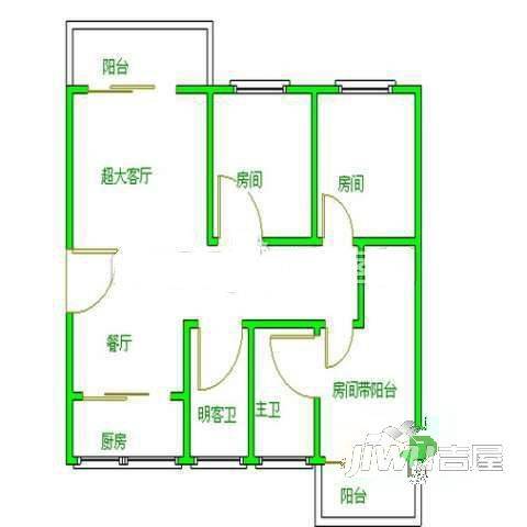 埠兴新苑3室2厅2卫100㎡户型图