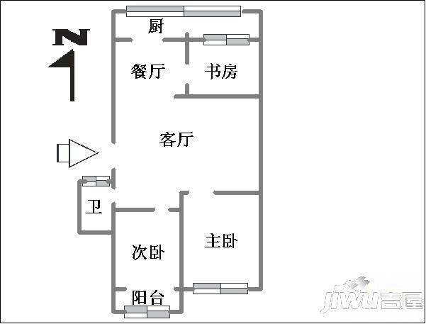 紫岳新村3室2厅1卫91㎡户型图