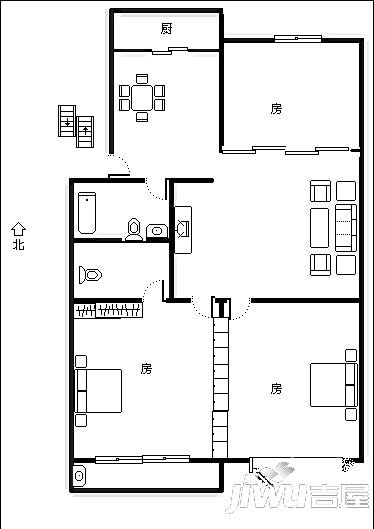 日出东方3室2厅2卫99㎡户型图