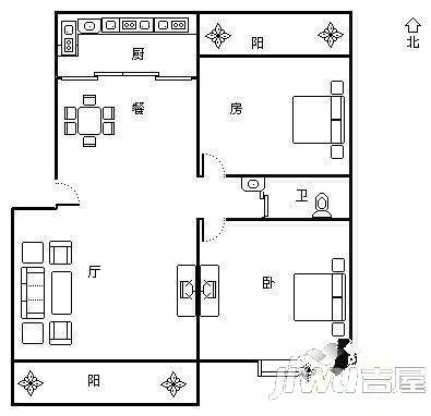 盛天现代城3室2厅2卫105.1㎡户型图