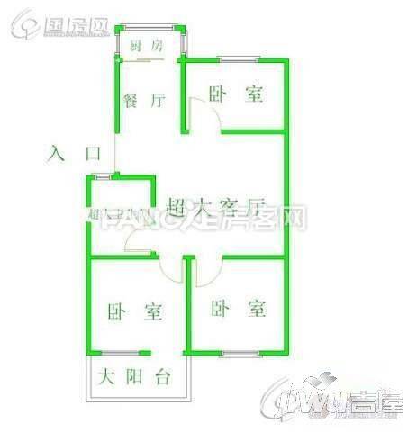 秀北小区3室2厅1卫86㎡户型图