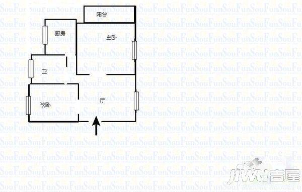 王庄桂园3室2厅1卫88㎡户型图