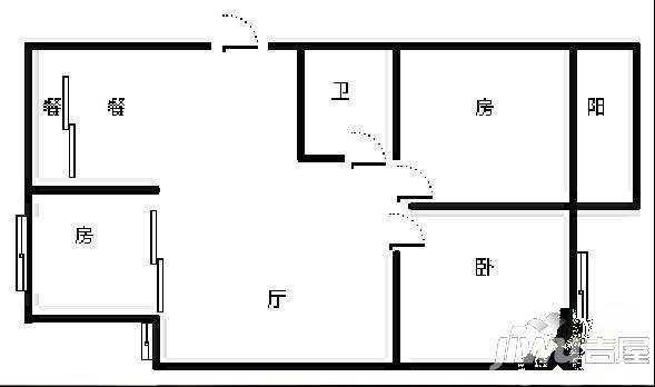 连福新村2室1厅1卫58㎡户型图