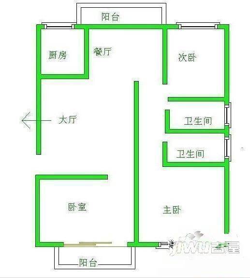 夏沁苑2室2厅1卫79㎡户型图