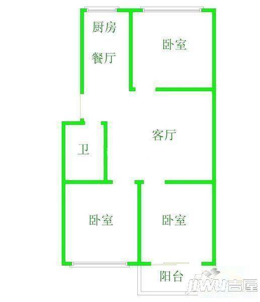 什锦小区3室2厅1卫105㎡户型图