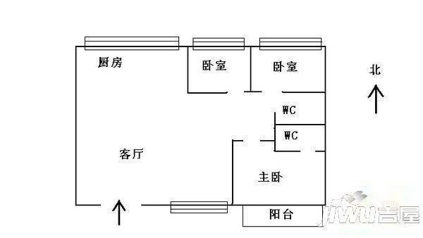 国货商厦新村3室2厅1卫93㎡户型图