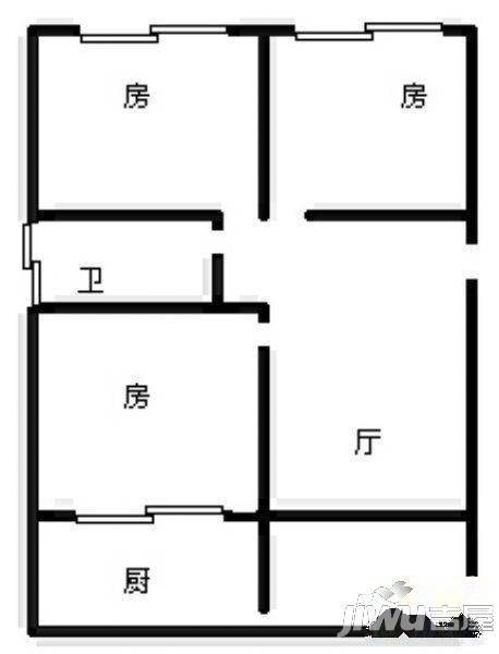 国货商厦新村3室2厅1卫93㎡户型图