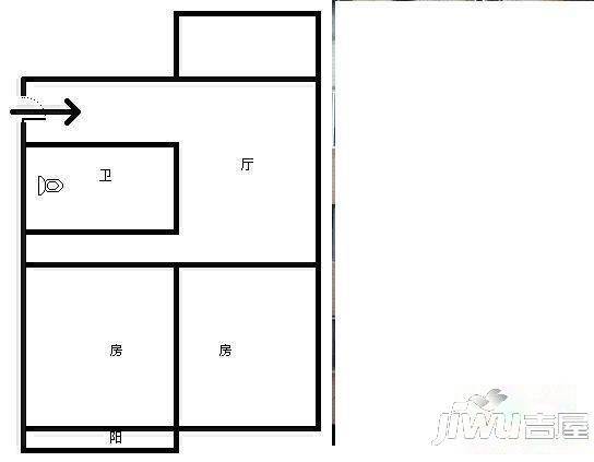 南台新苑 茶花园2室2厅1卫64㎡户型图