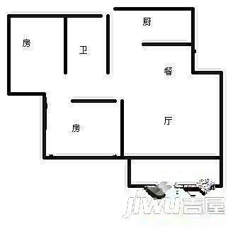 烟山苑2室1厅1卫75㎡户型图