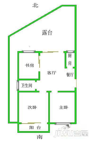 四季绿都春园3室2厅2卫95㎡户型图