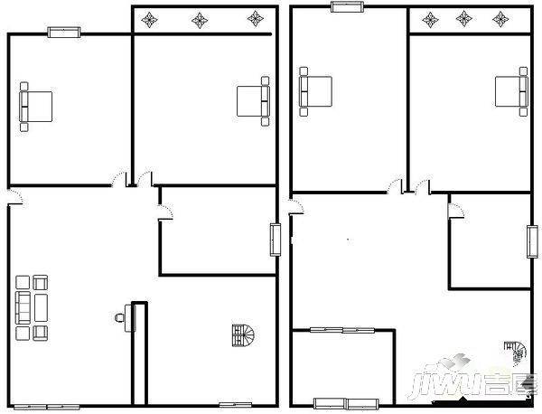 四季绿都春园3室2厅2卫95㎡户型图