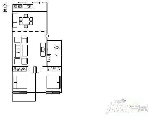望湖新苑2室2厅1卫72㎡户型图