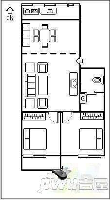 望湖新苑2室2厅1卫72㎡户型图