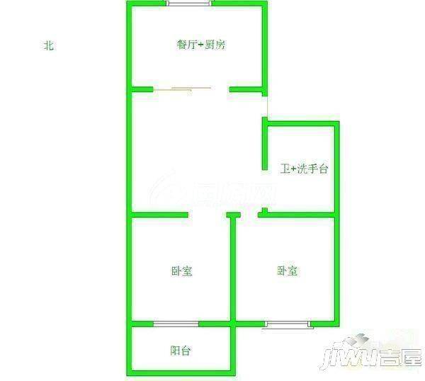 望湖新苑2室2厅1卫72㎡户型图