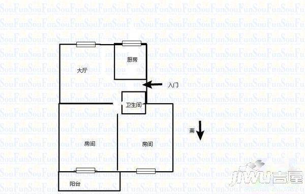 望湖新苑2室2厅1卫72㎡户型图