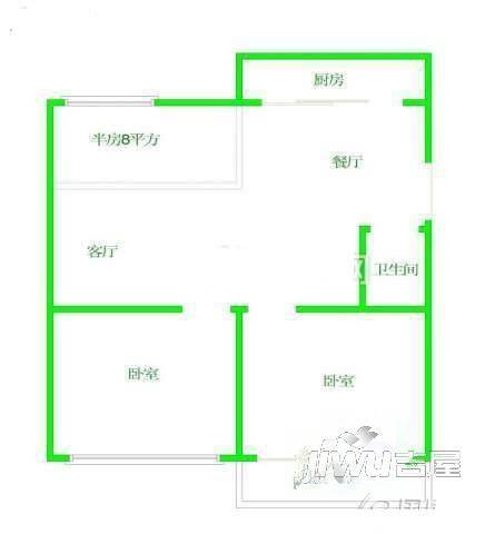 二化社区一区3室2厅1卫87㎡户型图