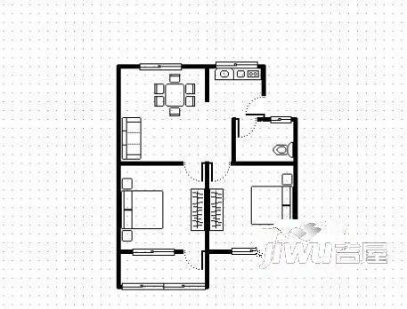 环南二村2室2厅1卫75㎡户型图