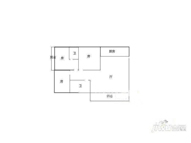 古城花苑3室2厅1卫100㎡户型图