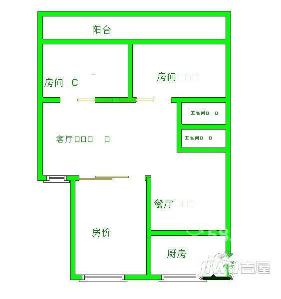 秀坂新村3室2厅1卫104㎡户型图