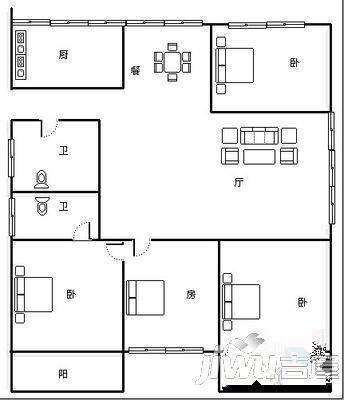 闽城小区4室2厅2卫154㎡户型图