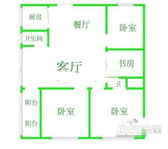 实发大厦2室1厅1卫60㎡户型图