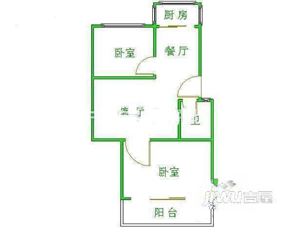 实发大厦2室1厅1卫60㎡户型图