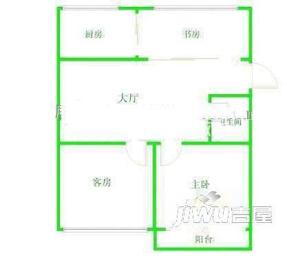 双辉花园3室2厅2卫90㎡户型图