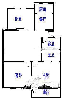 鳝溪后溪新苑2室2厅1卫60㎡户型图