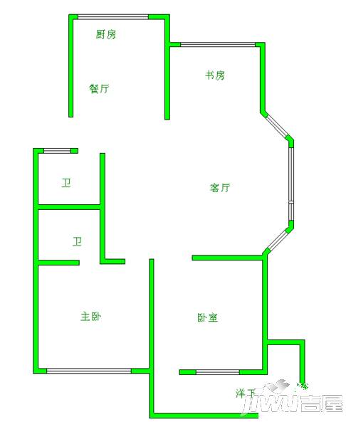 天水园3室2厅2卫119㎡户型图