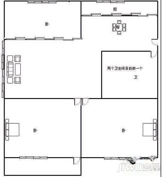 天水园3室2厅2卫119㎡户型图