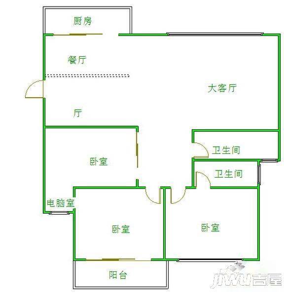 好林居3室2厅2卫121㎡户型图