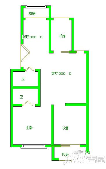 海关小区3室2厅2卫101㎡户型图