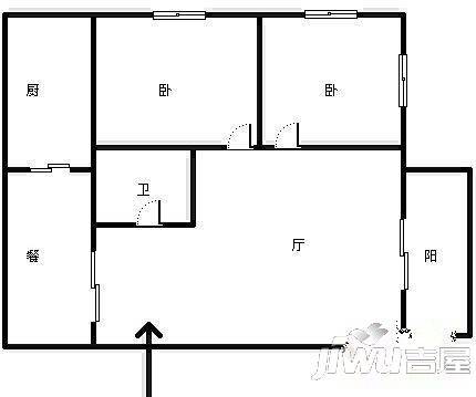 金桥花园玫瑰苑2室2厅1卫83㎡户型图