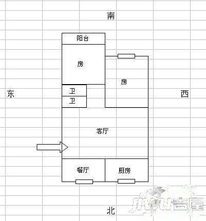 永升城2室2厅2卫99㎡户型图