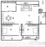 空港公寓2室1厅1卫67㎡户型图